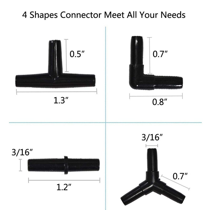 JIH Aquarium 320 Feet Standard 3/16" Black Flexible Airline Tubing with Black Plastic Connectors for Fish Tank,Terrariums, and Hydroponics (320 Feet with connectors) - Image 4